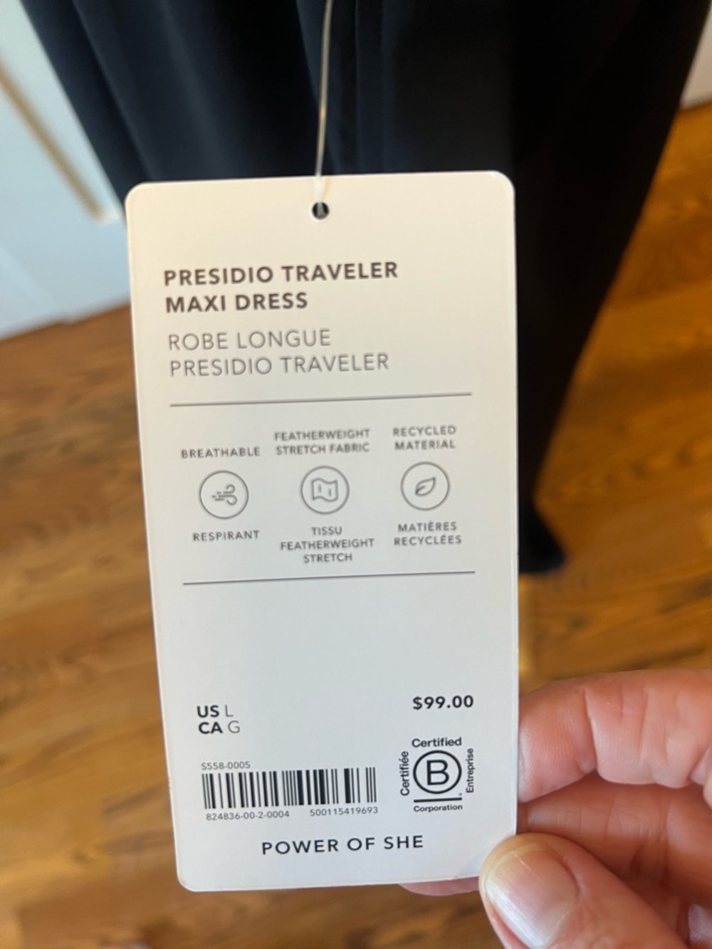 NWT- Athleta Black Presidio Traveler Maxi Dress- Size Large - Picture 9 of 10